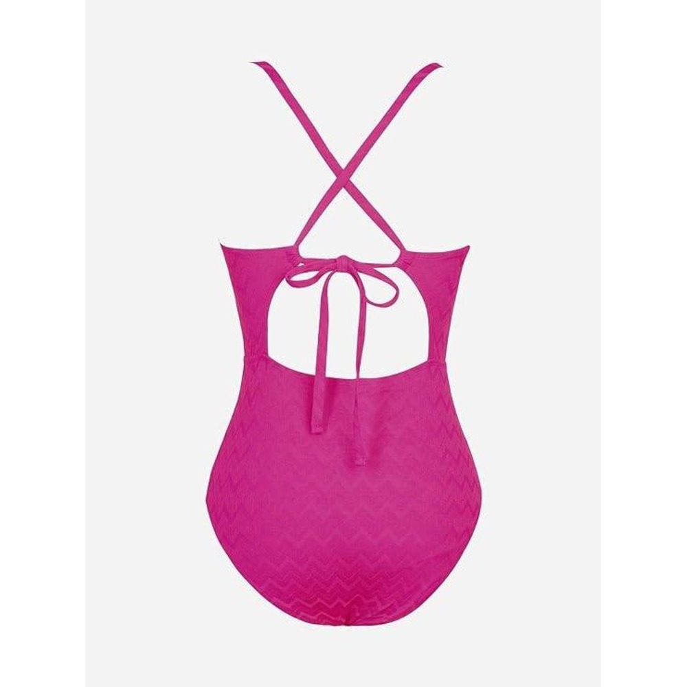 CupShe Pink Swimsuit Criss Cross Lace Up Back Sweetheart Neck Textured L - Picture 10 of 13